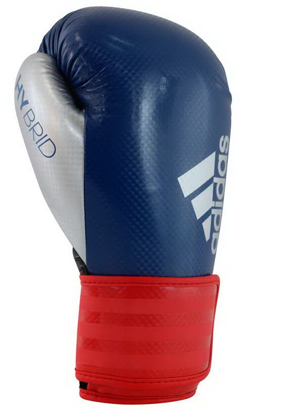 Перчатки боксерские Adidas Hybrid 75 сине-красно-серебристые adiH75