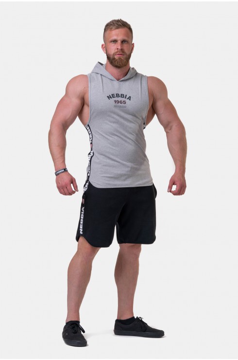 Майка Nebbia c капюшоном Legend-approved hoodie tank top 191 Light grey