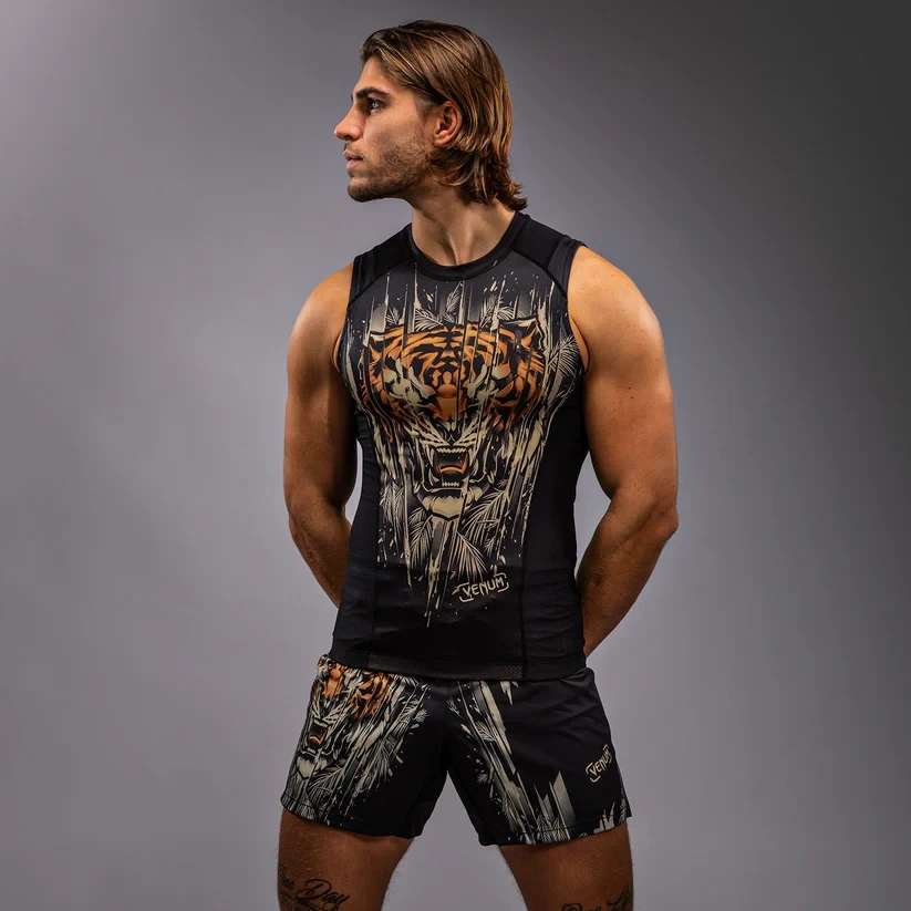 Майка Venum Tiger Men's Sleeveless Rashguard - Black/Neon Orange Ven05346-117
