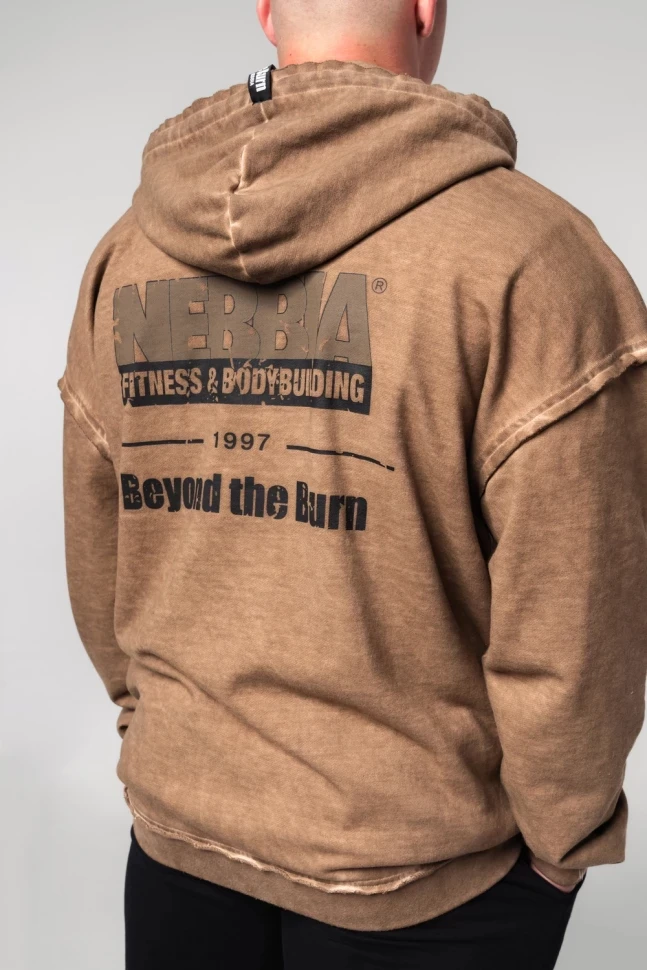 Толстовка Nebbia Washed-off Zip Up Hoodie GYM BRO 362 light Brown