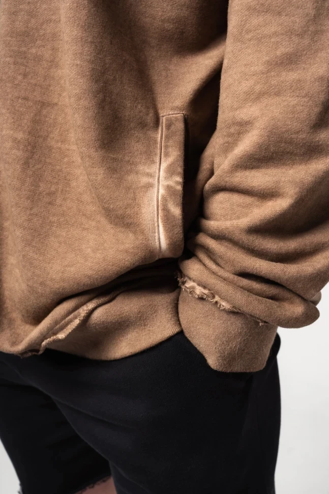 Толстовка Nebbia Washed-off Zip Up Hoodie GYM BRO 362 light Brown