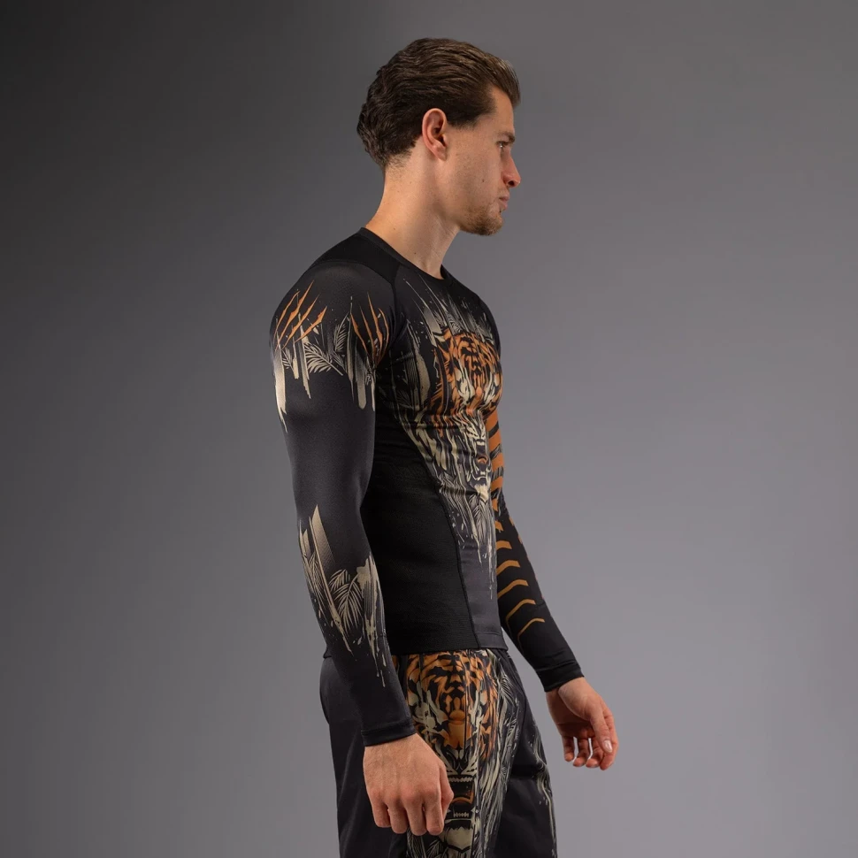 Рашгард Venum Tiger Men's L-S Rashguard - Black/Neon Orange Ven05339-117