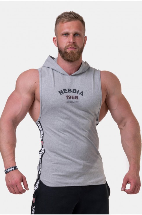 Майка Nebbia c капюшоном Legend-approved hoodie tank top 191 Light grey