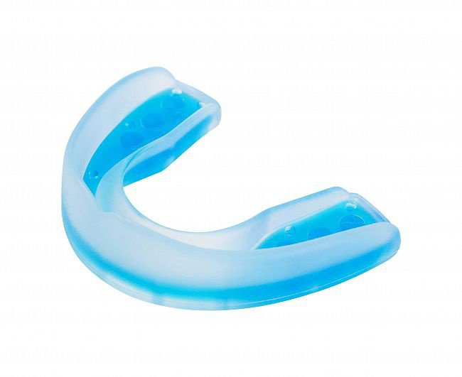 Капа одночелюстная Adidas Single Mouth Guard Dual Density прозрачно-синяя adiBP092 (размер Senior)