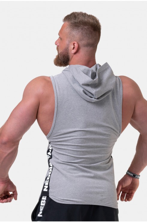 Майка Nebbia c капюшоном Legend-approved hoodie tank top 191 Light grey