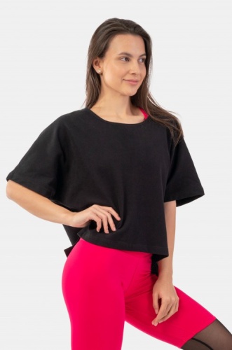 Футболка Nebbia укороченная 417 Loose Fit “The Minimalist” Crop Top Black (M/L)