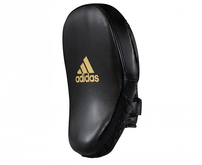 Лапы Adidas Training Curved Focus Mitt Short черно-золотые adiSBAC01