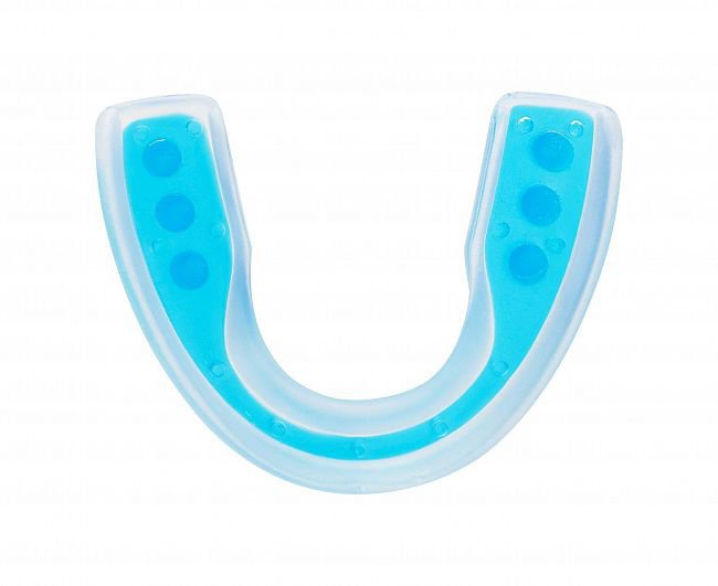 Капа одночелюстная Adidas Single Mouth Guard Dual Density прозрачно-синяя adiBP092 (размер Senior)