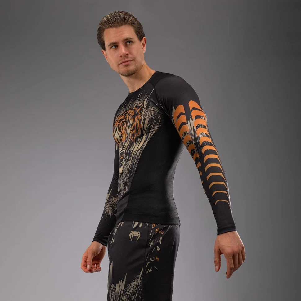 Рашгард Venum Tiger Men's L-S Rashguard - Black/Neon Orange Ven05339-117