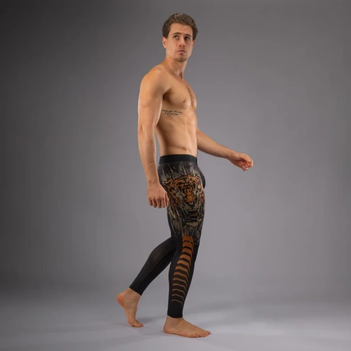 Компрессионные штаны Venum Tiger Men's Spats - Black/Neon Orange Ven05345-117