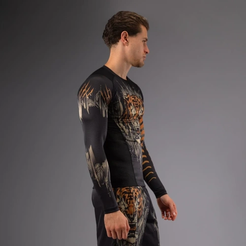 Рашгард Venum Tiger Men's L-S Rashguard - Black/Neon Orange Ven05339-117